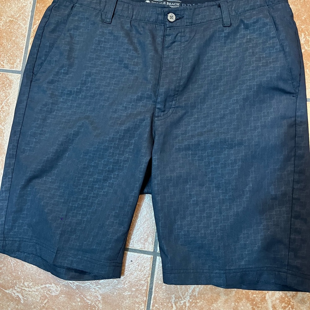 Pebble Beach Dry-Luxe Performance Golf Shorts Men's 34 Slate Grey/Black Stretch